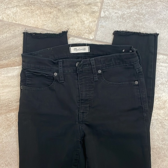 Madewell Crop Skinny Black Jeans High Rise Stretch Women’s Size 27 Frayed Hem - Picture 5 of 6